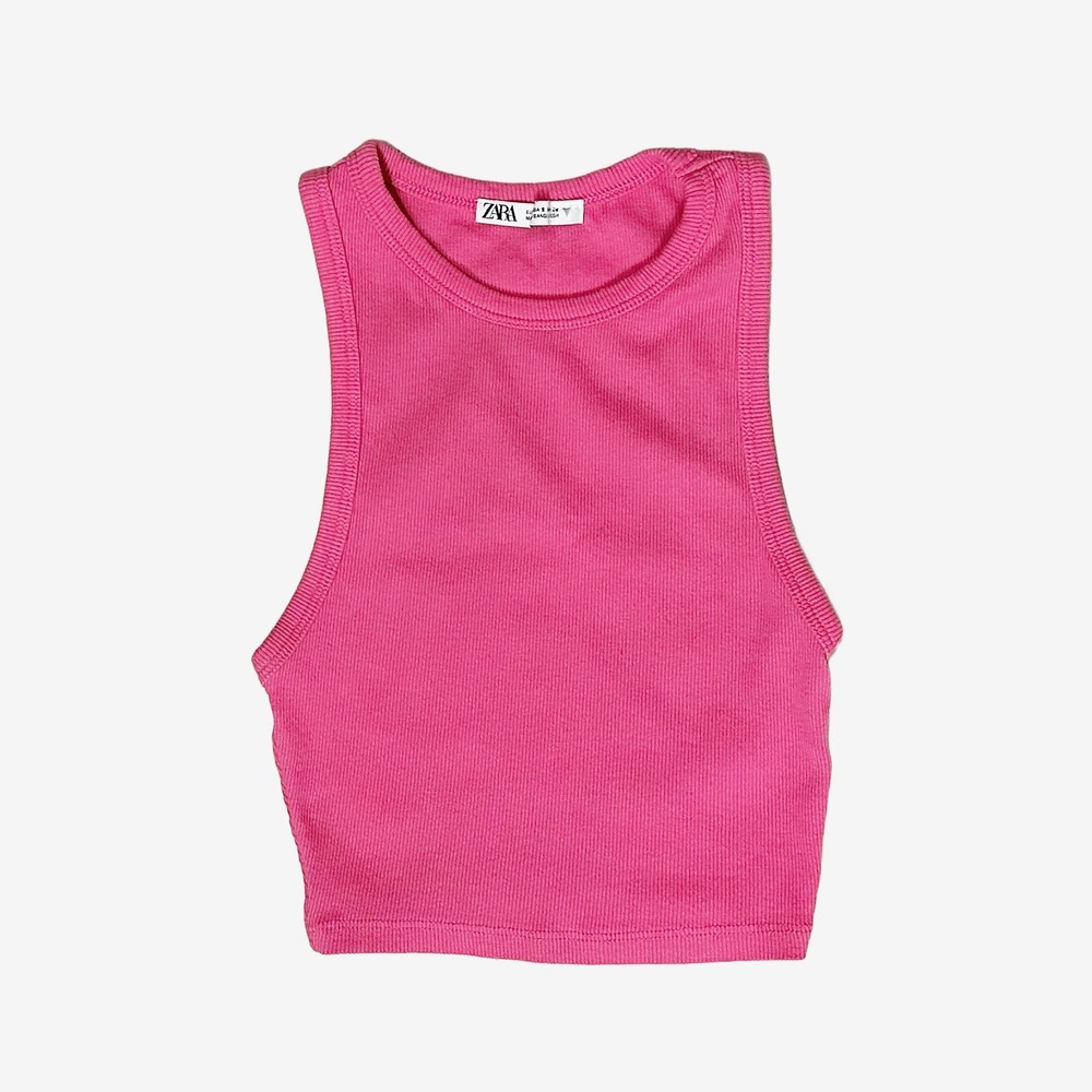 Zara Ribbed Tank Top Size S Pink